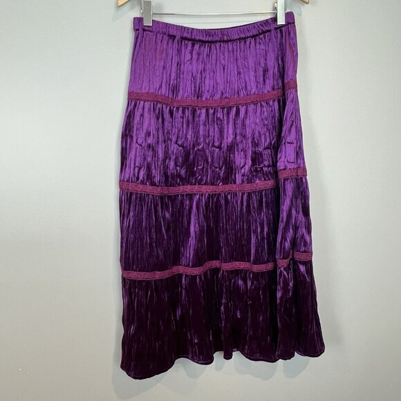 Marisa Christina Purple Velvet Full Maxi Skirt Size Small Boho Whimsigoth Witchy - Picture 1 of 10